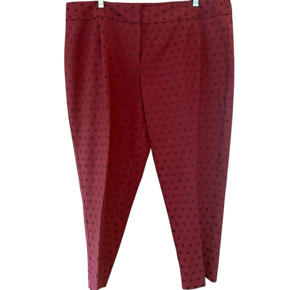 Talbots Pants - Talbots Heritage Ankle Pants 18W Petite Burgundy Wine Jacquard Dot Stretch Plus